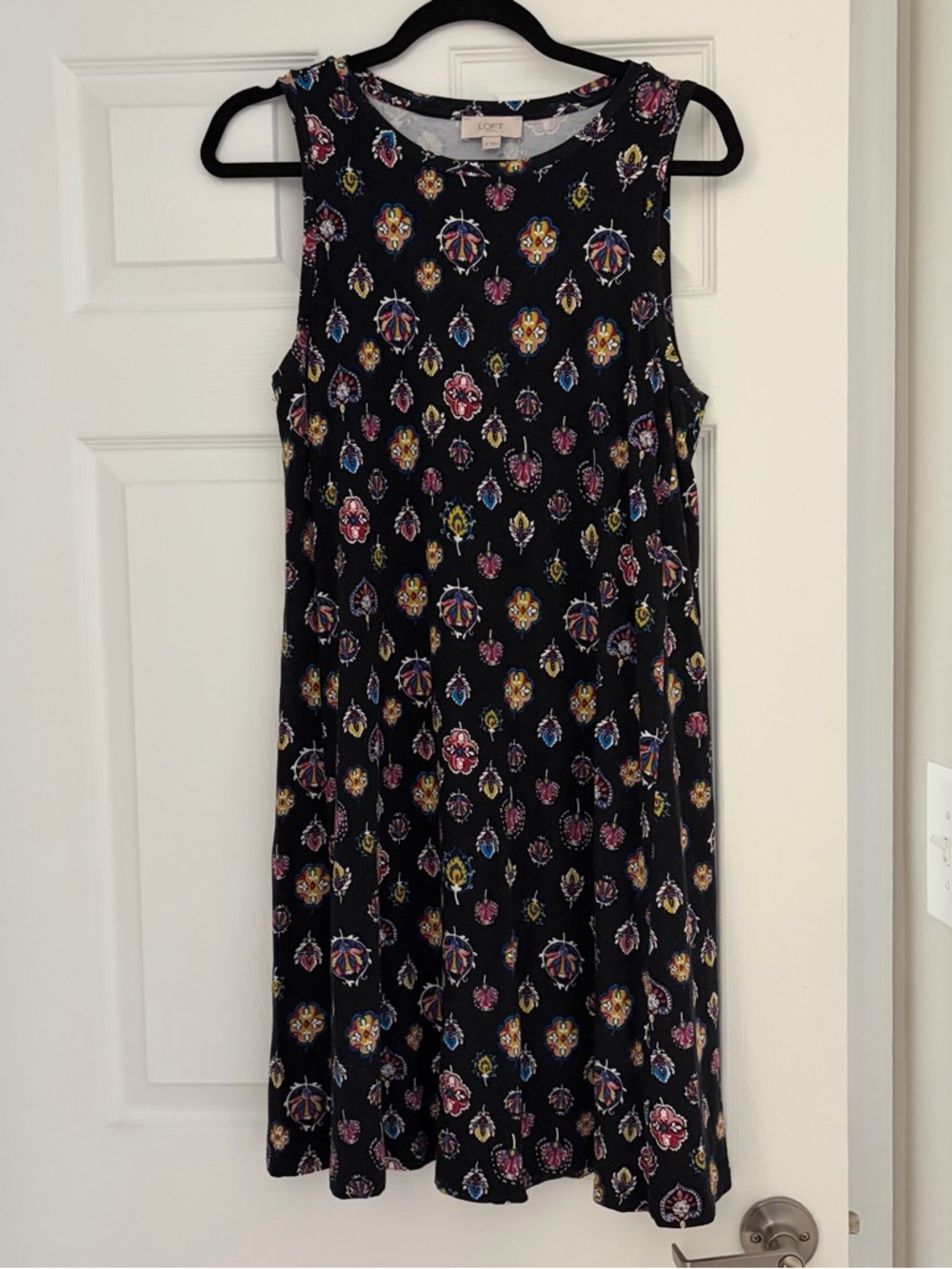 LOFT black dress w/ pattern